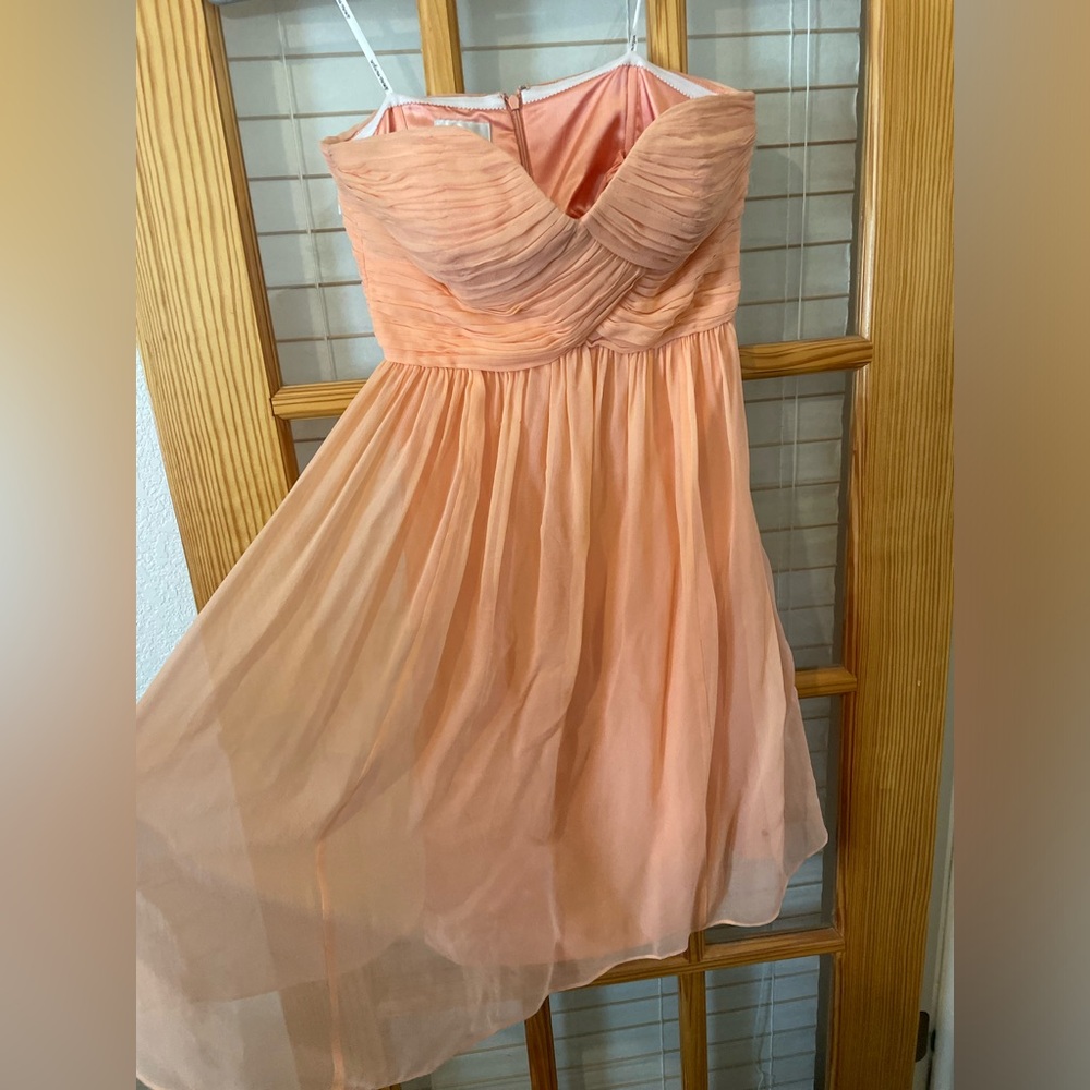 Peach Strapless Chiffon Dress Donna Morgan
